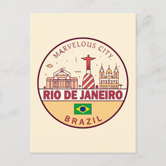 Rio de Janeiro Brasilien City Skyline Emblem Postkarte (Vorderseite)