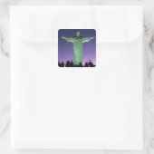 Rio de Janeiro, Brasilien. Die Christusstatue auf Quadratischer Aufkleber (Tasche)