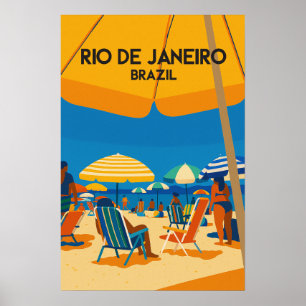 Rio De Janeiro Brasilien Farbige Vintage Reise Poster