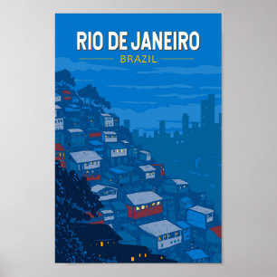 Rio De Janeiro Brasilien Favela Art Vintag Poster