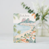 Rio de Janeiro Brasilien Gouache Illustration Trav Postkarte (Stehend Vorderseite)