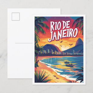 Rio de Janeiro Brasilien Kunst Illustration Reise Postkarte