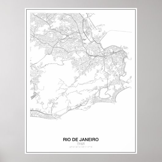 Rio de Janeiro, Brasilien, Minimalistisch Map Post Poster (Vorne)