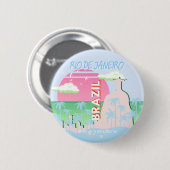 Rio de Janeiro Brasilien Reisen Art Blue Illustrat Button (Vorne & Hinten)