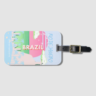 Rio de Janeiro Brasilien Reisen Art Blue Illustrat Gepäckanhänger