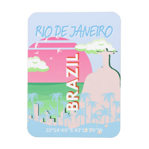 Rio de Janeiro Brasilien Reisen Art Blue Illustrat Magnet