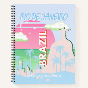 Rio de Janeiro Brasilien Reisen Art Blue Illustrat Notizblock