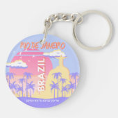Rio de Janeiro Brasilien Reisen Art Blue Poster Schlüsselanhänger (Rückseite)