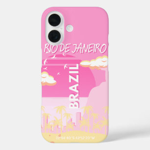Rio de Janeiro Brasilien Reisen Art Pink Illustrat iPhone 16 Hülle