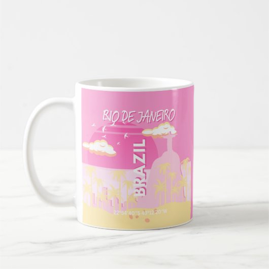 Rio de Janeiro Brasilien Reisen Art Pink Illustrat Kaffeetasse (Links)