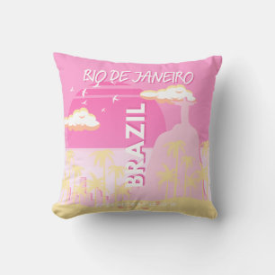 Rio de Janeiro Brasilien Reisen Art Pink Illustrat Kissen
