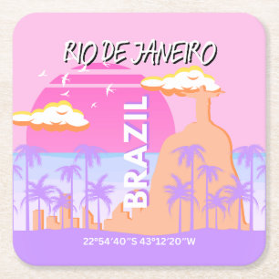 Rio de Janeiro Brasilien Reisen Art Pink Poster Rechteckiger Pappuntersetzer