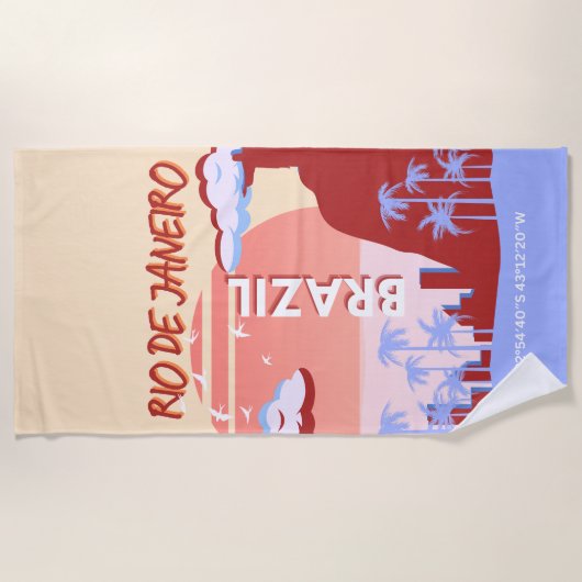 Rio de Janeiro Brasilien Reisen Art Retro Poster Strandtuch (Vorderseite)