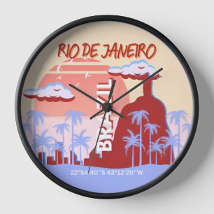Rio de Janeiro Brasilien Reisen Art Retro Poster Uhr