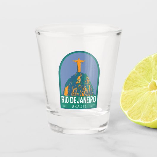Rio De Janeiro Brasilien Reisen Kunst Vintag Schnapsglas (Vorderseite)