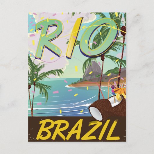 rio de janeiro Brasilien Retro-Reisedruck. Postkarte (Vorderseite)