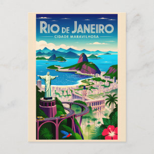 Rio de Janeiro Brasilien Retro-Reiseposter-Kunst Postkarte