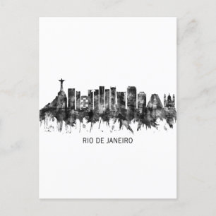 Rio de Janeiro Brasilien Skyline BW Einladungspostkarte