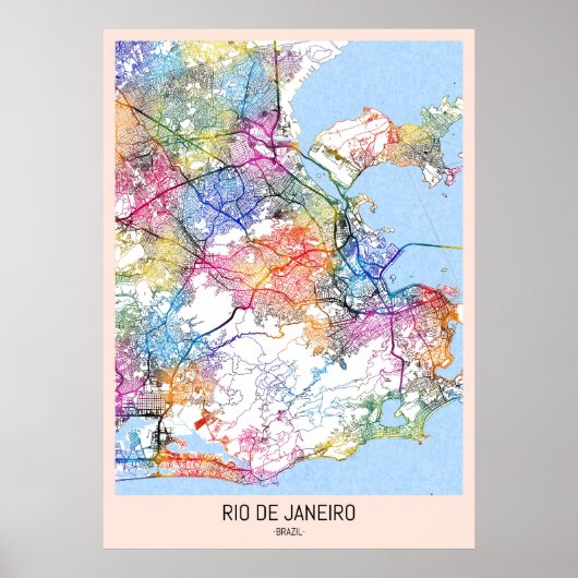 Rio de Janeiro Brasilien Stadtplan Poster (Vorne)