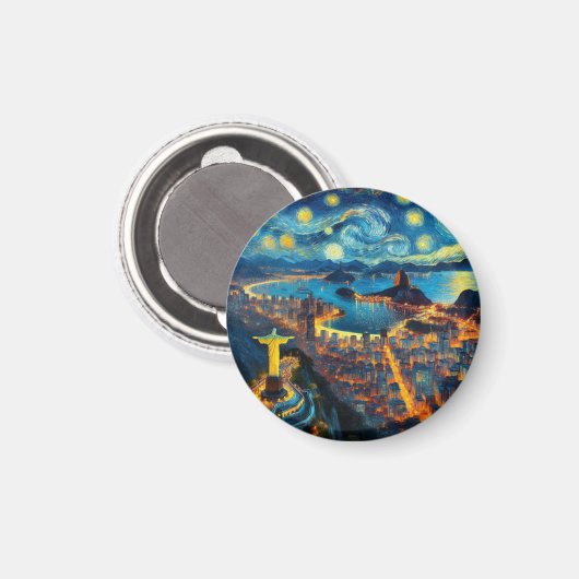 Rio De Janeiro Brasilien Starry Night Magnet (Vorderseite/Rückseite)