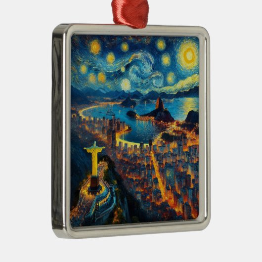 Rio De Janeiro Brasilien Starry Night Ornament Aus Metall (Rechts)