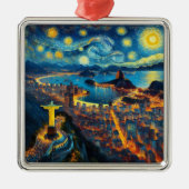 Rio De Janeiro Brasilien Starry Night Ornament Aus Metall (Vorne)