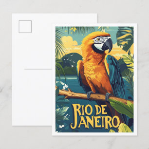 Rio de Janeiro Brasilien Vintag Illustration Trave Postkarte