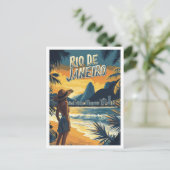 Rio de Janeiro Brasilien Vintag Illustration Trave Postkarte (Stehend Vorderseite)