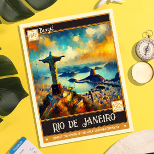 Rio de Janeiro, Brasilien Vintage-Gemälde Postkarte