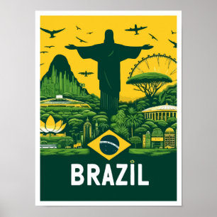 Rio de Janeiro Brasilien Vintage-Reiseillustration Poster