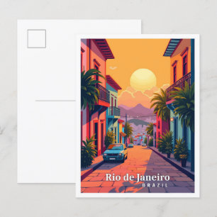 Rio de Janeiro Brasilien Vintage-Reiseillustration Postkarte