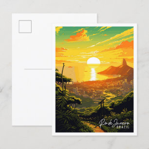Rio de Janeiro Brasilien Vintage-Reiseillustration Postkarte
