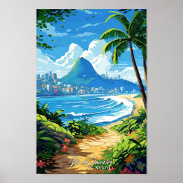 Rio de Janeiro Brasilien Vintage Travel Illustrati Poster