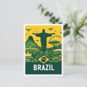 Rio de Janeiro Brasilien Vintage Travel Illustrati Postkarte (Stehend Vorderseite)