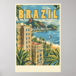 Rio de Janeiro, Brasilien Vintage Travel Poster