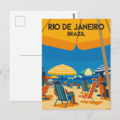 Rio De Janeiro Brazil Beach Vintage Travel Postkarte (Vorne/Hinten)