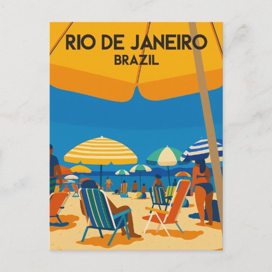 Rio De Janeiro Brazil Beach Vintage Travel Postkarte (Vorderseite)