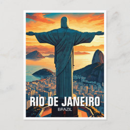 Rio de Janeiro Christ der Erlöser Sonnenuntergang Postkarte