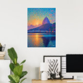Rio de Janeiro Christ the Redeemer Pointillism Art Poster (Heimbüro)