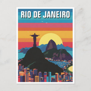 Rio de Janeiro Christus der Erlöser Retro Vintage Postkarte