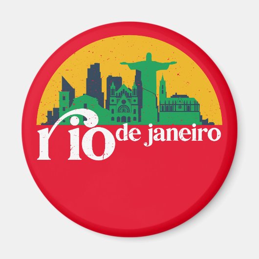 Rio De Janeiro City Skyline Retro Stadtbild Magnet (Vorne)
