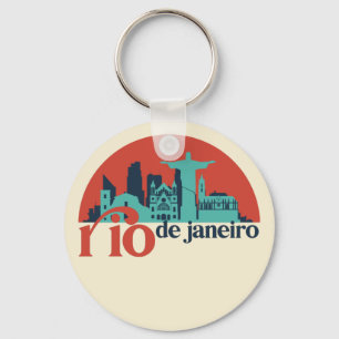 Rio De Janeiro City Skyline Vintage Stadt Schlüsselanhänger