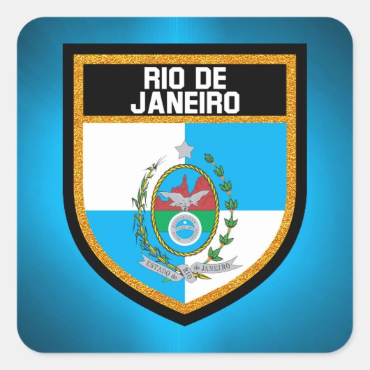 Rio de Janeiro Flag Quadratischer Aufkleber (Vorderseite)