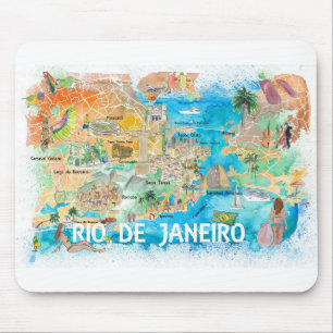 Rio de Janeiro Illustrierte Karte mit Hauptstrasse Mousepad