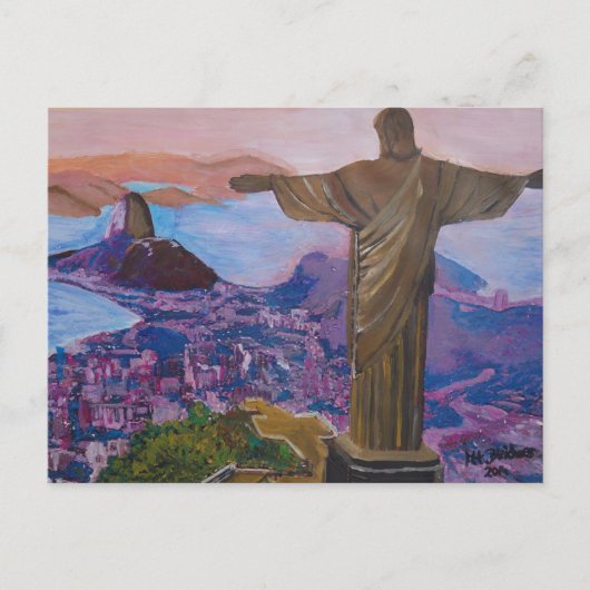 Rio de Janeiro mit Christus dem Erlöser Postkarte (Vorderseite)