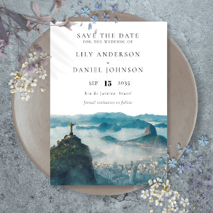 Rio de Janeiro Skyline Aquarell Brasilien Hochzeit Save The Date