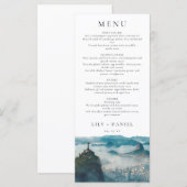 Rio de Janeiro Skyline Aquarell Elegante Hochzeit Menükarte (Vorne/Hinten)