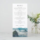 Rio de Janeiro Skyline Aquarell Elegante Hochzeit Menükarte (Stehend Vorderseite)