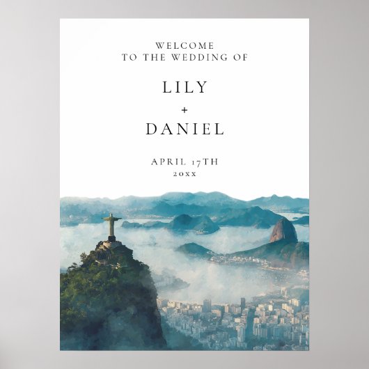 Rio de Janeiro Skyline Wedding Welcome Sign Poster (Vorne)