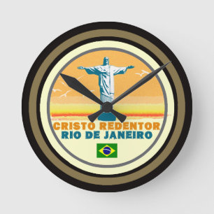 rio de janeiro time, corcovado runde wanduhr